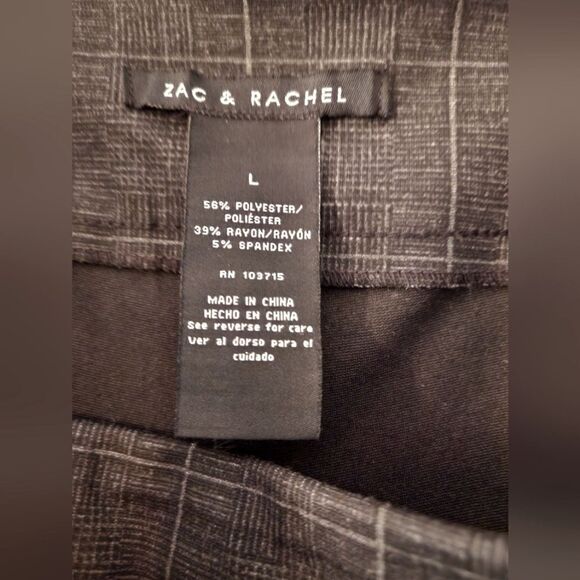 ZAC RACHEL PANTS WOMEN'S GRAY PLAID FLAT FRONT CASUAL size LARGE - Picture 3 of 4